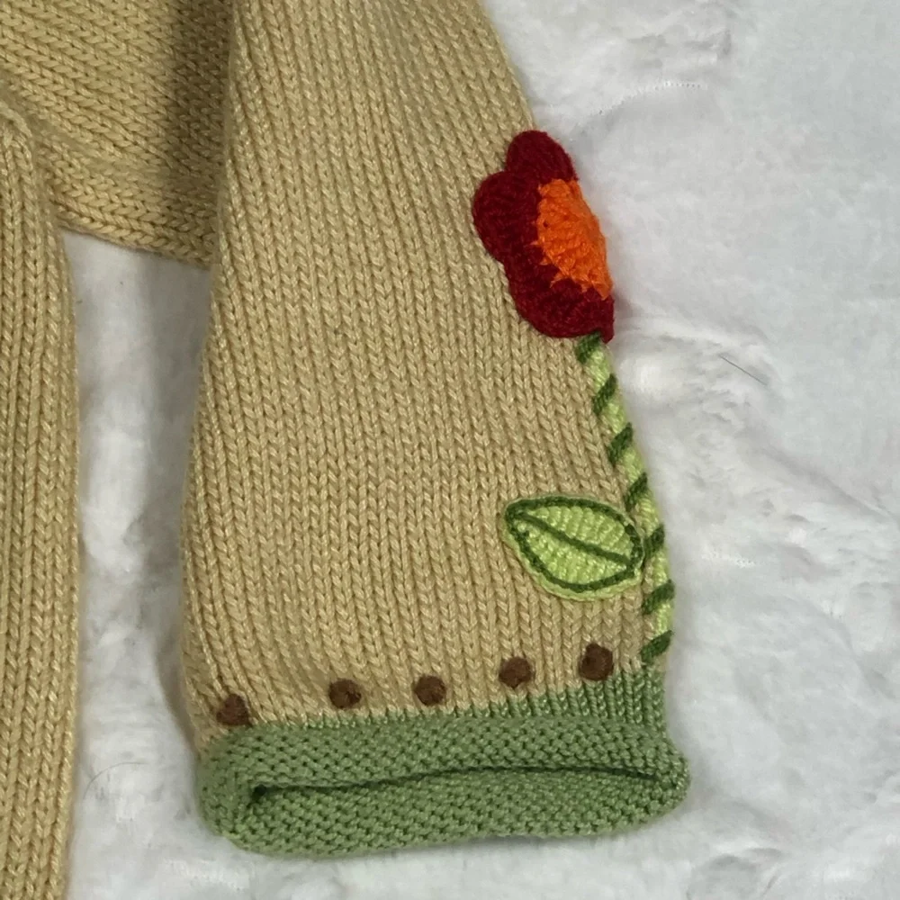 Zackali 4 Kids Red Flowers Knit Outfit size 3/4 - Picture 6 of 13